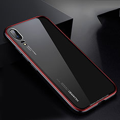 Funda Bumper Lujo Marco de Aluminio Espejo Carcasa M01 para Huawei P20 Rojo