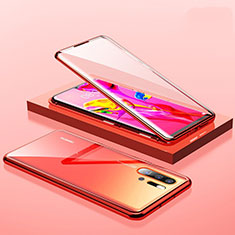 Funda Bumper Lujo Marco de Aluminio Espejo Carcasa M01 para Huawei P30 Pro New Edition Rojo