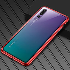 Funda Bumper Lujo Marco de Aluminio Espejo Carcasa M02 para Huawei P20 Pro Rojo