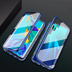 Funda Bumper Lujo Marco de Aluminio Espejo Carcasa M02 para Huawei P30 Pro Azul