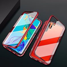 Funda Bumper Lujo Marco de Aluminio Espejo Carcasa M02 para Huawei P30 Pro New Edition Rojo