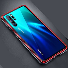 Funda Bumper Lujo Marco de Aluminio Espejo Carcasa M04 para Huawei P30 Pro Rojo