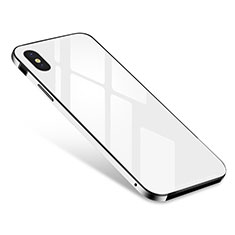 Funda Bumper Lujo Marco de Aluminio Espejo Carcasa S01 para Apple iPhone X Blanco