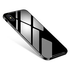 Funda Bumper Lujo Marco de Aluminio Espejo Carcasa S01 para Apple iPhone Xs Negro