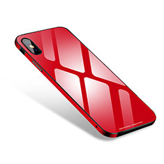 Funda Bumper Lujo Marco de Aluminio Espejo Carcasa S01 para Apple iPhone Xs Rojo