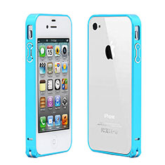Funda Bumper Lujo Marco de Aluminio para Apple iPhone 4 Azul Cielo