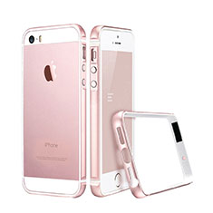 Funda Bumper Lujo Marco de Aluminio para Apple iPhone 5 Rosa