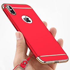 Funda Bumper Lujo Marco de Metal y Plastico C02 para Apple iPhone Xs Rojo