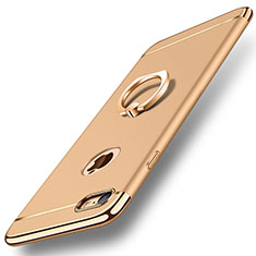 Funda Bumper Lujo Marco de Metal y Plastico Carcasa con Anillo de dedo Soporte A01 para Apple iPhone 7 Oro
