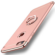 Funda Bumper Lujo Marco de Metal y Plastico Carcasa con Anillo de dedo Soporte A01 para Apple iPhone 7 Oro Rosa