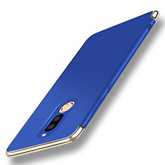 Funda Bumper Lujo Marco de Metal y Plastico Carcasa con Anillo de dedo Soporte A01 para Huawei G10 Azul