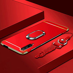 Funda Bumper Lujo Marco de Metal y Plastico Carcasa con Anillo de dedo Soporte A01 para Huawei P Smart Pro (2019) Rojo