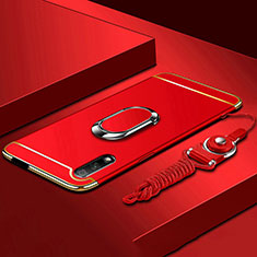 Funda Bumper Lujo Marco de Metal y Plastico Carcasa con Anillo de dedo Soporte A01 para Huawei P Smart Z (2019) Rojo