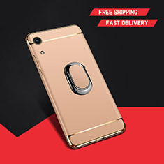 Funda Bumper Lujo Marco de Metal y Plastico Carcasa con Anillo de dedo Soporte A01 para Huawei Y6 (2019) Oro