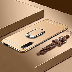 Funda Bumper Lujo Marco de Metal y Plastico Carcasa con Anillo de dedo Soporte A01 para Huawei Y9s Oro
