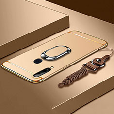 Funda Bumper Lujo Marco de Metal y Plastico Carcasa con Anillo de dedo Soporte A01 para Samsung Galaxy A20s Oro