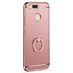 Funda Bumper Lujo Marco de Metal y Plastico Carcasa con Anillo de dedo Soporte A01 para Xiaomi Mi A1 Oro Rosa