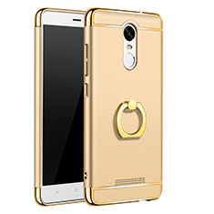 Funda Bumper Lujo Marco de Metal y Plastico Carcasa con Anillo de dedo Soporte A01 para Xiaomi Redmi Note 3 Pro Oro