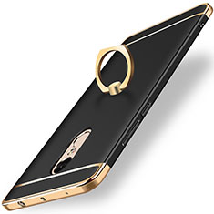Funda Bumper Lujo Marco de Metal y Plastico Carcasa con Anillo de dedo Soporte A01 para Xiaomi Redmi Note 4 Negro