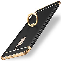 Funda Bumper Lujo Marco de Metal y Plastico Carcasa con Anillo de dedo Soporte A01 para Xiaomi Redmi Note 4X High Edition Negro