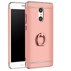 Funda Bumper Lujo Marco de Metal y Plastico Carcasa con Anillo de dedo Soporte A01 para Xiaomi Redmi Pro Oro Rosa