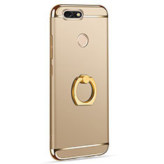 Funda Bumper Lujo Marco de Metal y Plastico Carcasa con Anillo de dedo Soporte A06 para Huawei Enjoy 7 Oro