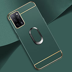 Funda Bumper Lujo Marco de Metal y Plastico Carcasa con Anillo de dedo Soporte P02 para Oppo A55 5G Verde Noche