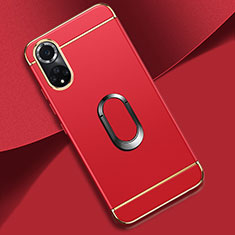 Funda Bumper Lujo Marco de Metal y Plastico Carcasa con Anillo de dedo Soporte para Huawei Honor 50 Pro 5G Rojo