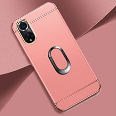 Funda Bumper Lujo Marco de Metal y Plastico Carcasa con Anillo de dedo Soporte para Huawei Nova 9 Oro Rosa