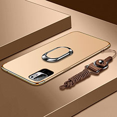 Funda Bumper Lujo Marco de Metal y Plastico Carcasa con Anillo de dedo Soporte para Xiaomi Redmi Note 11 SE 5G Oro