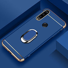 Funda Bumper Lujo Marco de Metal y Plastico Carcasa con Anillo de dedo Soporte T01 para Huawei Honor 20E Azul