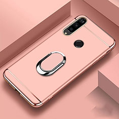 Funda Bumper Lujo Marco de Metal y Plastico Carcasa con Anillo de dedo Soporte T01 para Huawei Honor 20E Oro Rosa