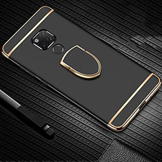 Funda Bumper Lujo Marco de Metal y Plastico Carcasa con Anillo de dedo Soporte T01 para Huawei Mate 20 X 5G Negro