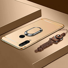 Funda Bumper Lujo Marco de Metal y Plastico Carcasa con Anillo de dedo Soporte T01 para Huawei P30 Lite Oro