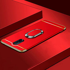 Funda Bumper Lujo Marco de Metal y Plastico Carcasa con Anillo de dedo Soporte T01 para Oppo RX17 Pro Rojo