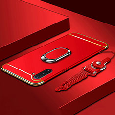 Funda Bumper Lujo Marco de Metal y Plastico Carcasa con Anillo de dedo Soporte T01 para Samsung Galaxy Note 10 5G Rojo