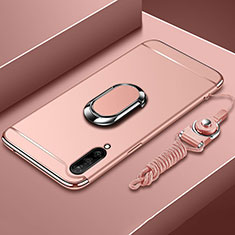 Funda Bumper Lujo Marco de Metal y Plastico Carcasa con Anillo de dedo Soporte T01 para Xiaomi Mi A3 Oro Rosa