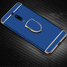 Funda Bumper Lujo Marco de Metal y Plastico Carcasa con Anillo de dedo Soporte T01 para Xiaomi Redmi K20 Pro Azul