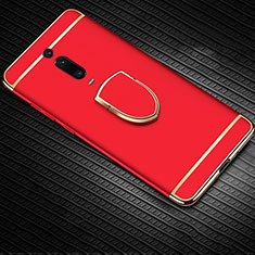 Funda Bumper Lujo Marco de Metal y Plastico Carcasa con Anillo de dedo Soporte T01 para Xiaomi Redmi K20 Pro Rojo