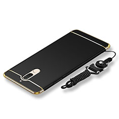 Funda Bumper Lujo Marco de Metal y Plastico Carcasa con Lanyard para Huawei G10 Negro