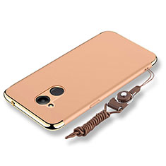 Funda Bumper Lujo Marco de Metal y Plastico Carcasa con Lanyard para Huawei Honor 6C Pro Oro