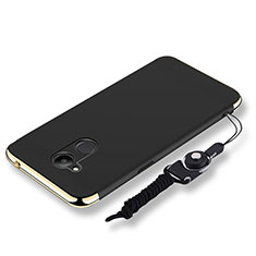 Funda Bumper Lujo Marco de Metal y Plastico Carcasa con Lanyard para Huawei Honor V9 Play Negro