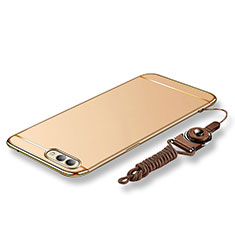 Funda Bumper Lujo Marco de Metal y Plastico Carcasa con Lanyard para Huawei Honor View 10 Oro