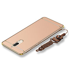 Funda Bumper Lujo Marco de Metal y Plastico Carcasa con Lanyard para Huawei Maimang 6 Oro