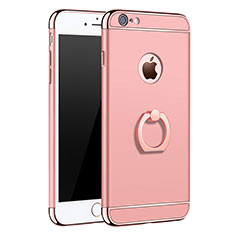Funda Bumper Lujo Marco de Metal y Plastico con Anillo de dedo Soporte A01 para Apple iPhone 6S Oro Rosa