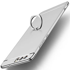 Funda Bumper Lujo Marco de Metal y Plastico con Anillo de dedo Soporte A01 para Huawei P10 Plata