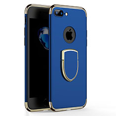 Funda Bumper Lujo Marco de Metal y Plastico con Anillo de dedo Soporte A03 para Apple iPhone 7 Plus Azul