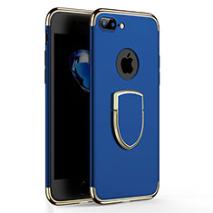 Funda Bumper Lujo Marco de Metal y Plastico con Anillo de dedo Soporte A03 para Apple iPhone 8 Plus Azul