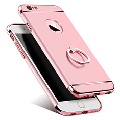 Funda Bumper Lujo Marco de Metal y Plastico con Anillo de dedo Soporte para Apple iPhone 6S Oro Rosa