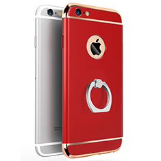 Funda Bumper Lujo Marco de Metal y Plastico con Anillo de dedo Soporte para Apple iPhone 6S Rojo